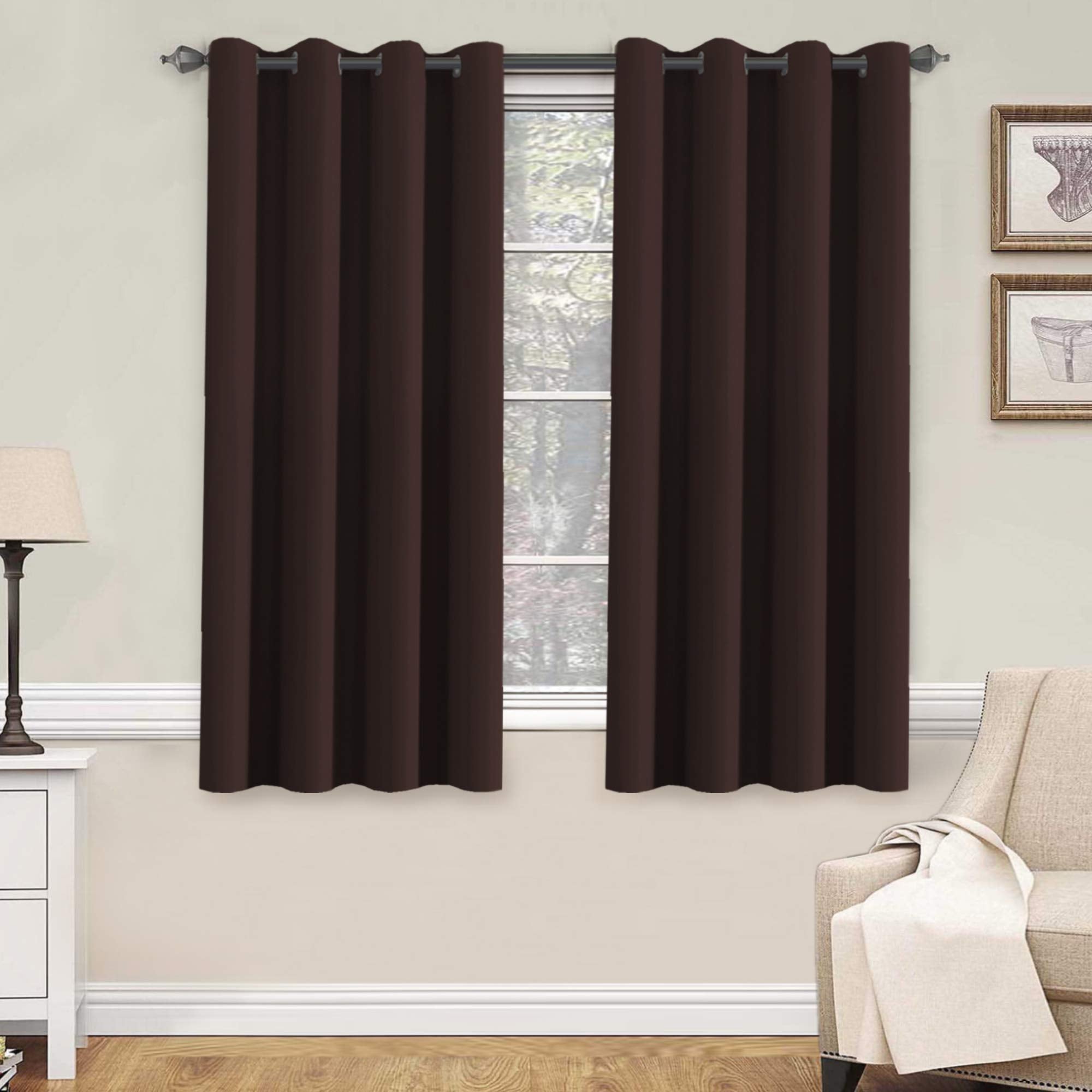 H.VERSAILTEX Blackout Thermal Insulated Curtains for Bedroom/Living Room, 52 Wide x 63 Long Each Panel,Grommet Top (Set of 2 Pan