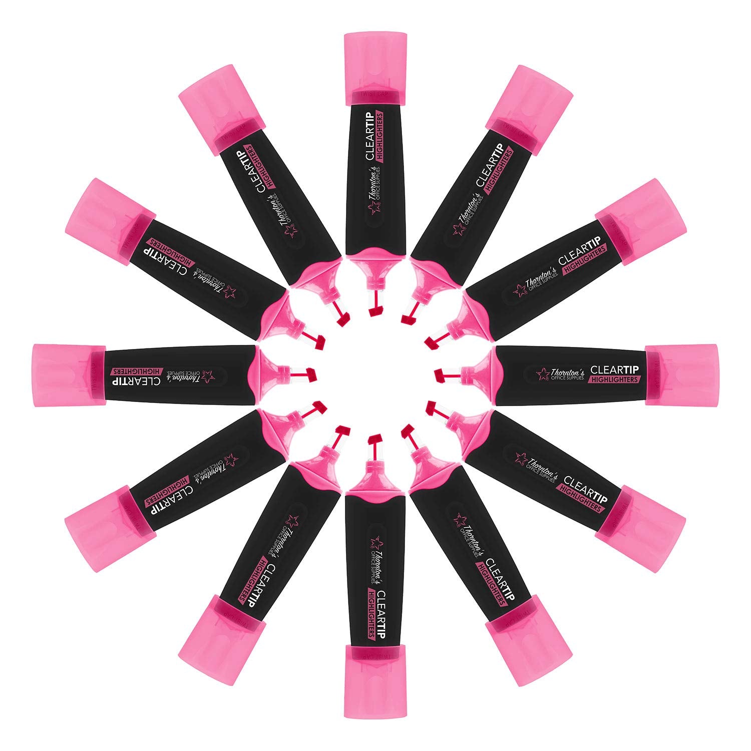 Thornton'S Office Supplies Cleartip Highlighters, 5.0Mm, Chisel Tip, 12-Count (Pink)