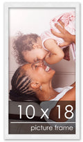 Poster Palooza 10x18 Frame White Solid Pine Wood Picture Frame | UV Acrylic, Foam Board Backing & Hanging Hardware
