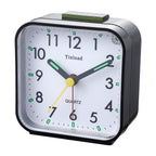Tinload Small Battery Operated Analog Alarm Clock, Silent Non-Ticking, Black, Snooze, Easy Set Functions