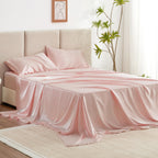 Love'S Cabin Twin Satin Sheets Sets - 3 Piece Coral Silky Satin Bed Sheets Twin With Deep Pockets, Luxury Silk Feel Satin Twin Size Sheet Set Bedding Set (1 Flat Sheet,1 Fitted Sheet,1 Pillow Case)