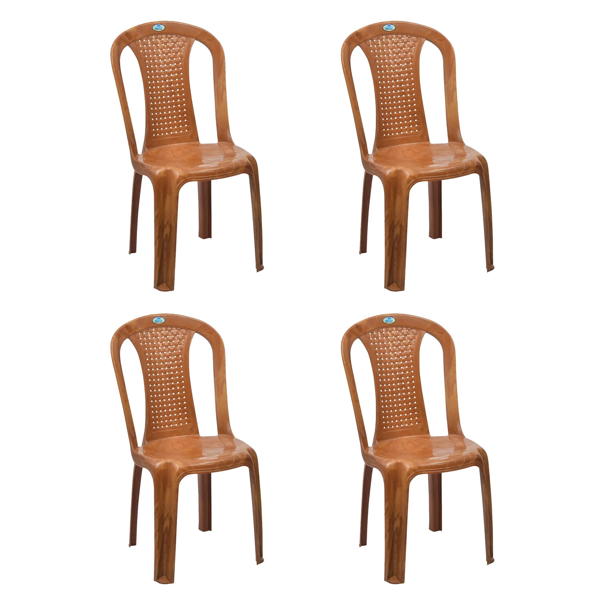 Nilkamal Plastic Chair For Living Room |Set Of 4 | 3 Year Warranty | For Home, Living Room, Outdoor | Pear Wood Colour | Chr4002