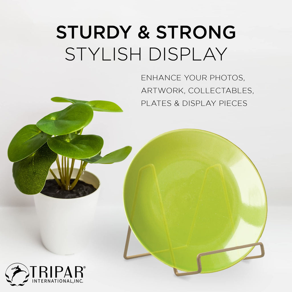 Tripar 6' Gold Painted Square Wire Easel Display Stand For Plates, Artwork, Picture Frame Plate Stand