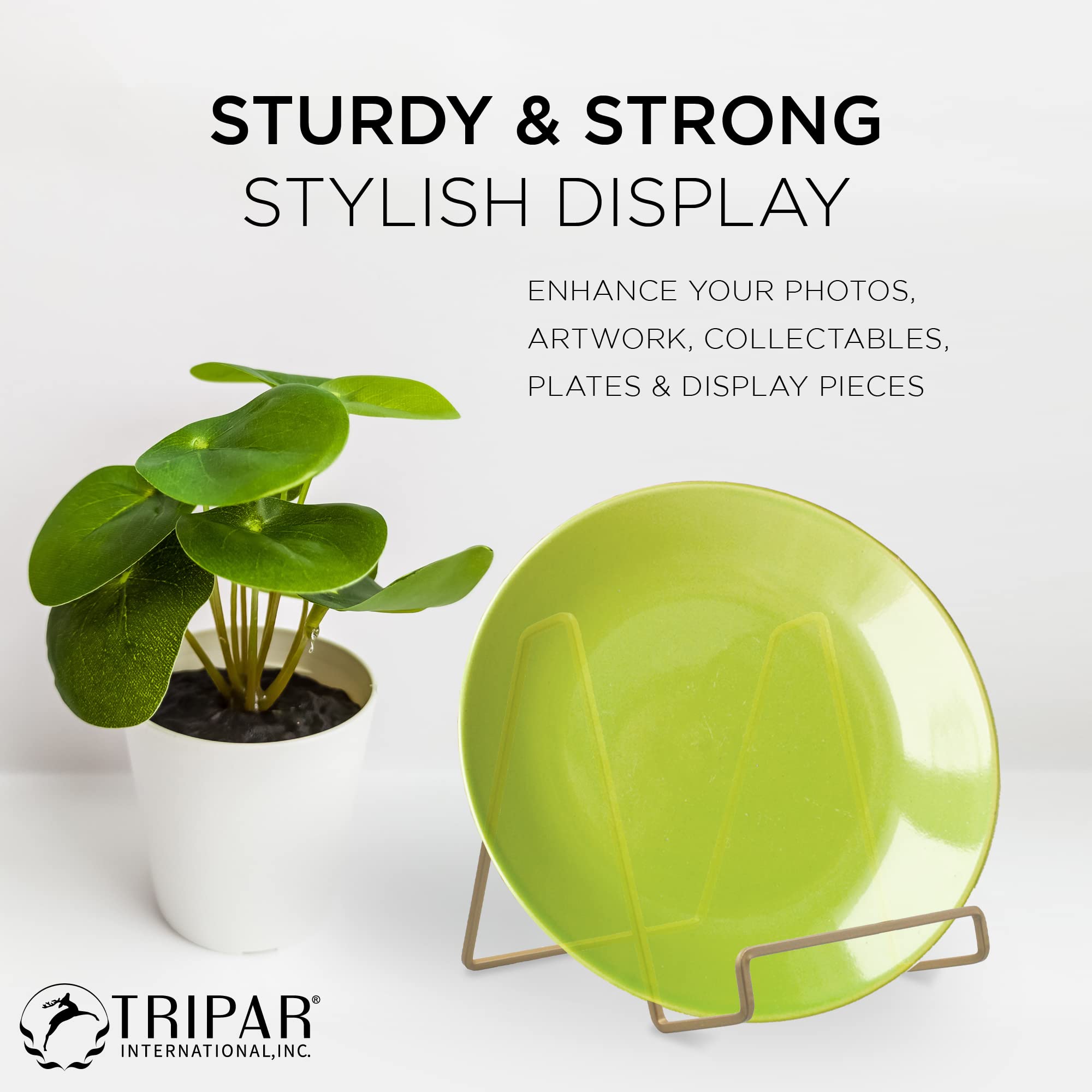 Tripar 6' Gold Painted Square Wire Easel Display Stand For Plates, Artwork, Picture Frame Plate Stand