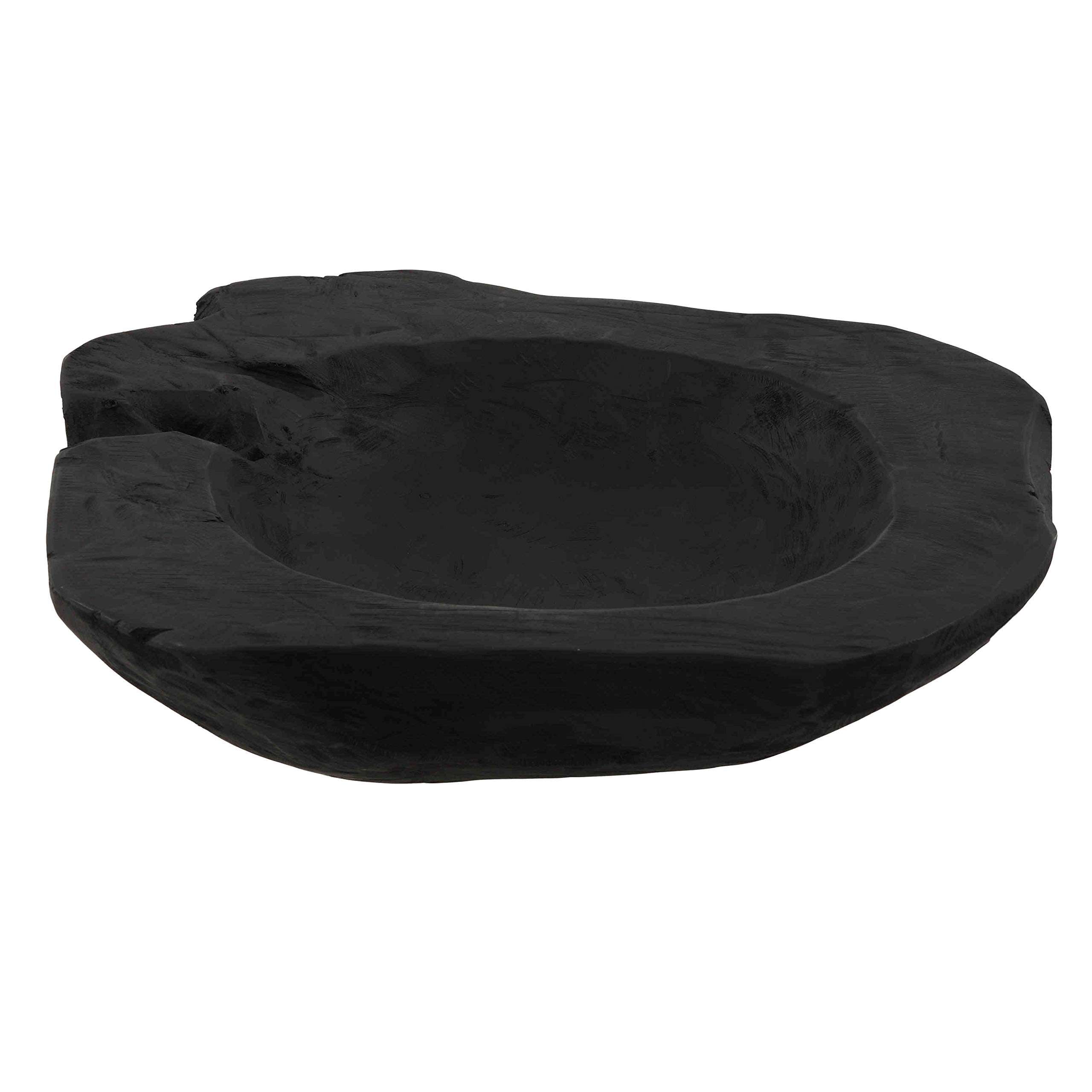 Bare Decor Lomax Wooden Decorative Bowl, Hand Made from Teak Root, Black, 15''