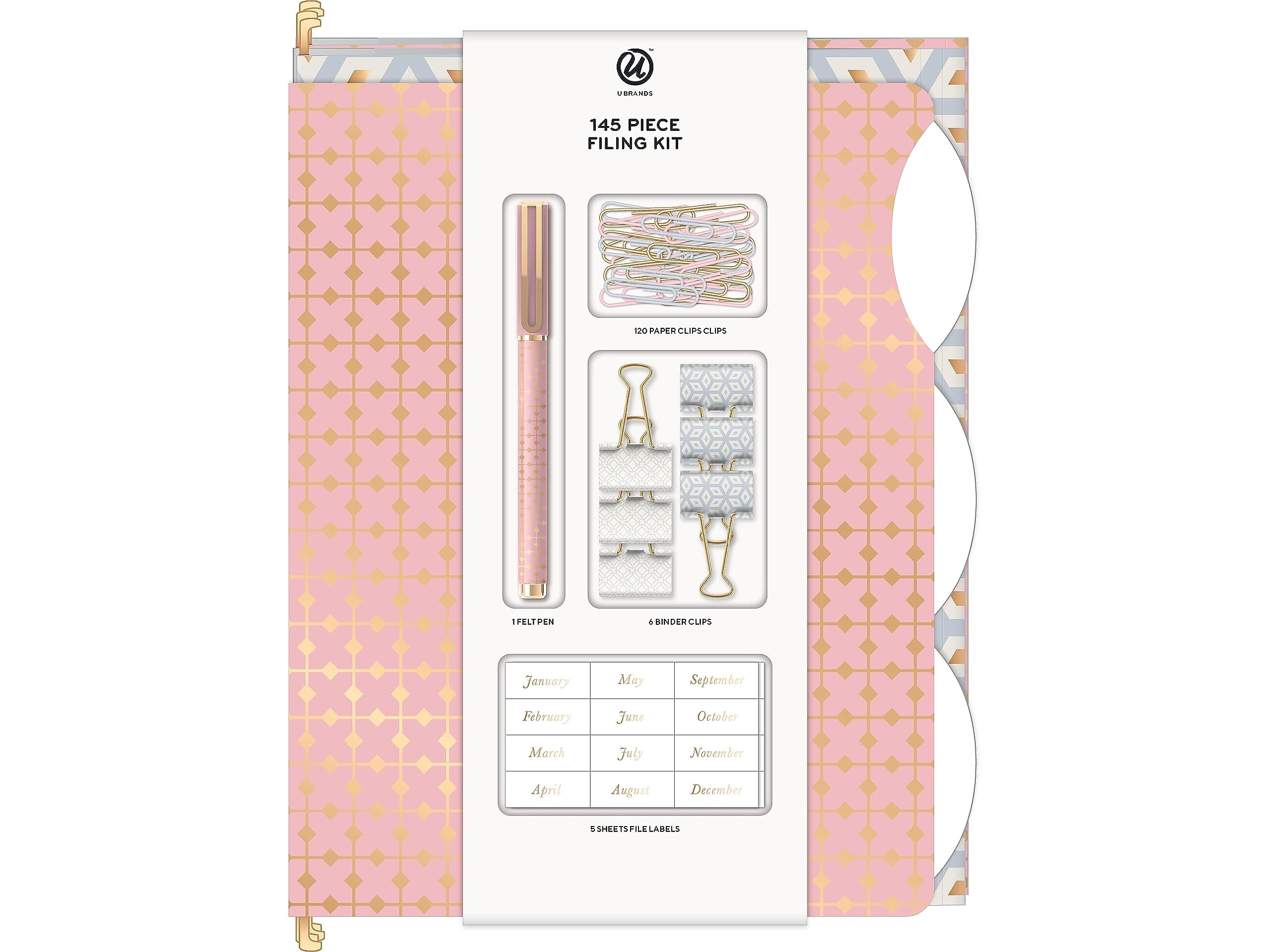 U Brands Fashion Filing Kit, Delicate Details, 145 Piece