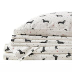 Comfort Spaces Cotton Flannel Breathable Warm, Deep Pocket Sheets with Pillow Case Bedding, Full, Black Dog 4 Piece