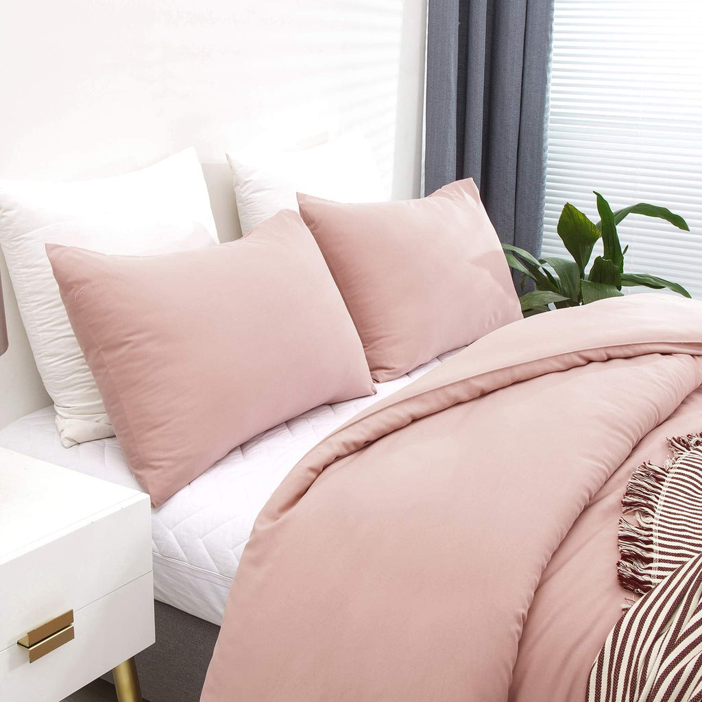 Clothknow Pink California King Comforter Set 3Pcs Blush Mauve Bedding Comforter Sets Pink Comforter Soft Dusty Rose Comforter Se
