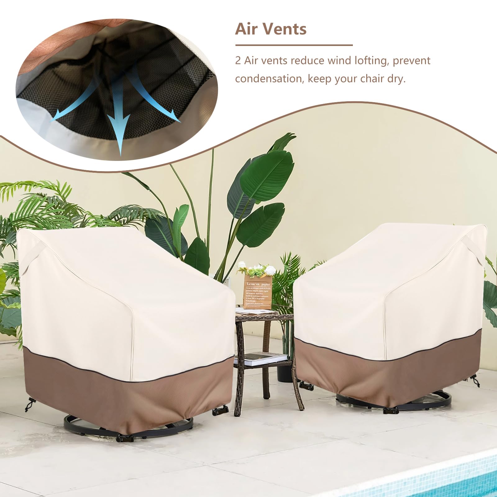 Okcool Outdoor Swivel Chair Cover 2 Pack,Outdoor Furniture Patio Chair Covers Waterproof Clearance,(35'' W X 37'' D X 38.5'' H)
