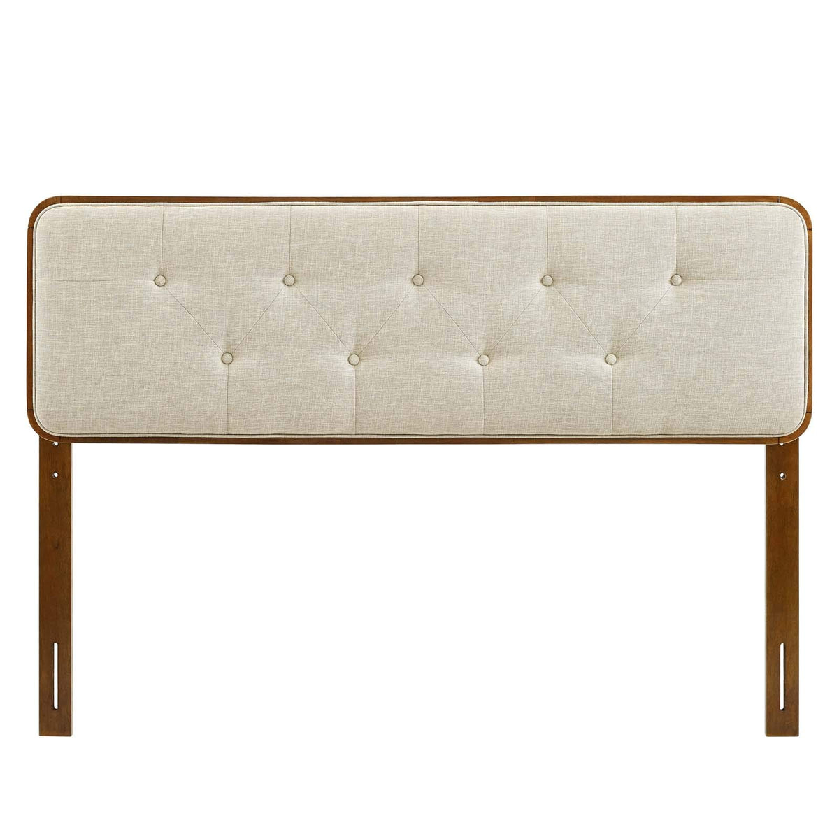 Modway Mod-6233-Wal-Bei Collins Tufted Full Fabric And Wood Headboard, Walnut Beige
