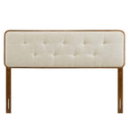 Modway Collins Tufted Twin Fabric And Wood Headboard In Walnut Beige