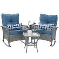 Vonzoy Patio Furniture Set 3 Pieces, Wicker Rocking Bistro Set With Thick Cushions, Outdoor Rocker Chairs And Coffee Table For P