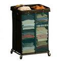 Laundry Hamper with Wheels, Rolling Laundry Basket with Metal Frame and Removable Bag, Double Laundry Hamper 2 Section, Large & 
