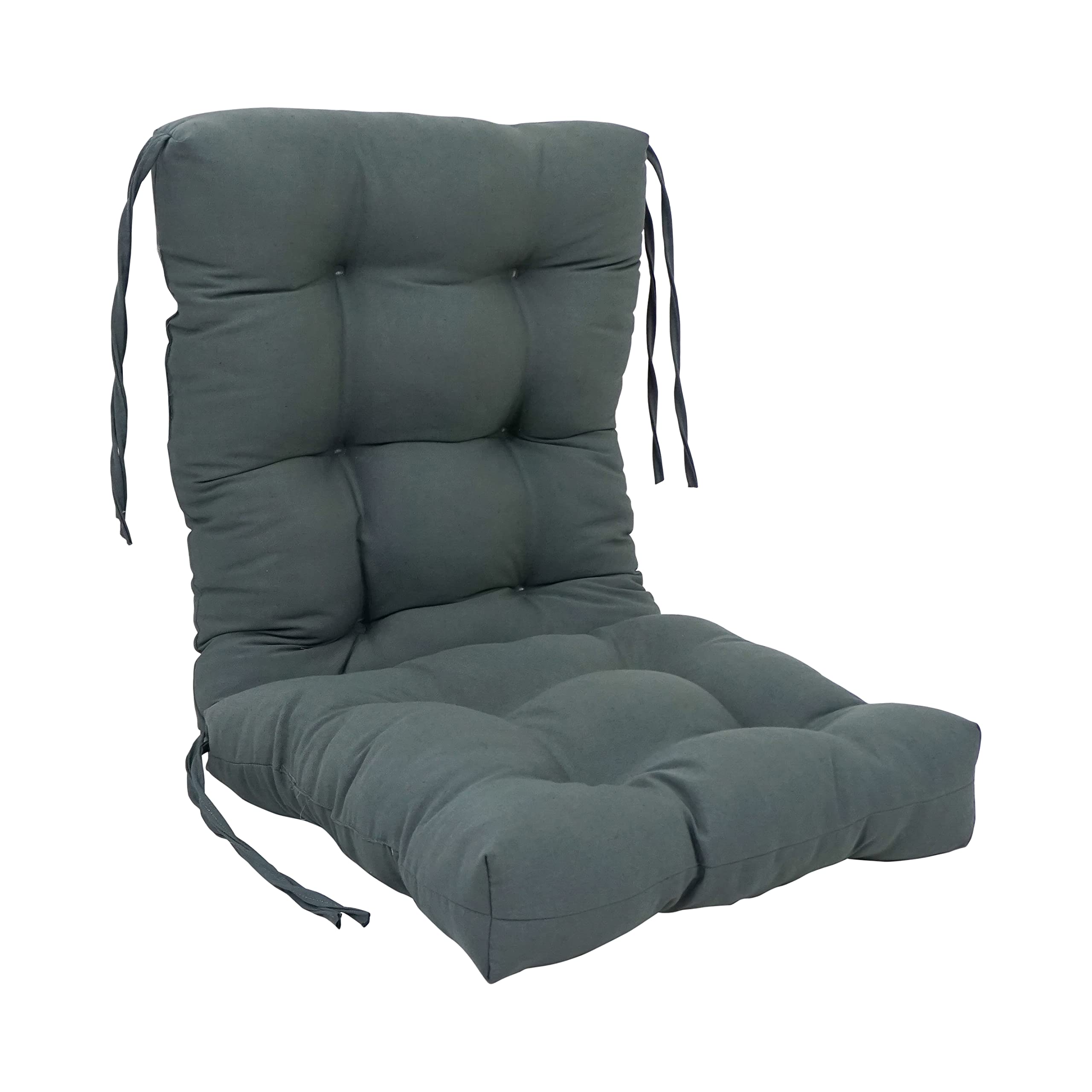 Blazing Needles 18 38-inch Twill Seat/Back Tufted Chair Cushion, 18 x 38, Steel Grey