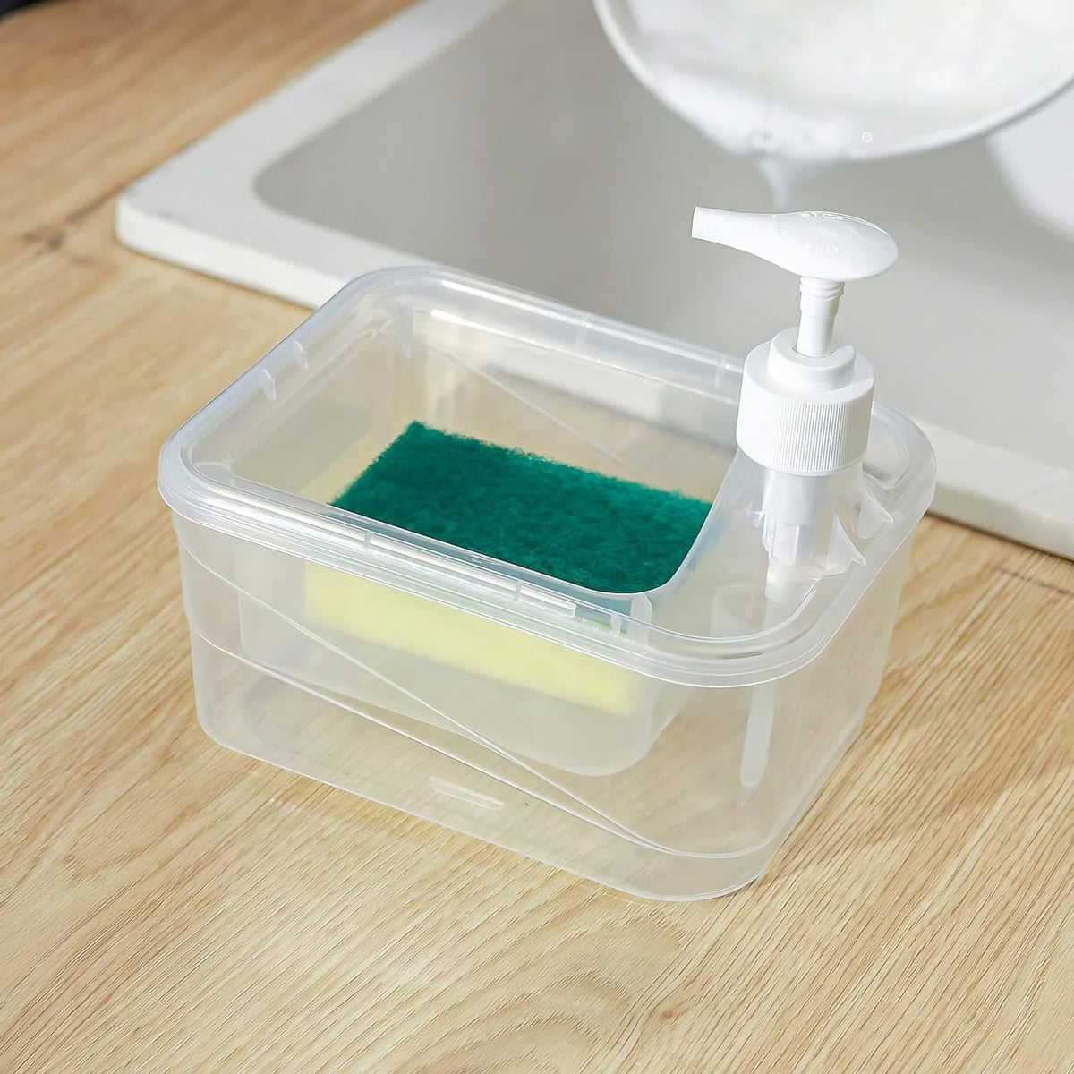 Markwell 2In1 Liquid Soap Dispenser With Scrubber, 700Ml Liquid Capacity Soap Pump, Multipurpose Kitchen Countertop Dish Washi