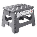 Casafield 9 Folding Step Stool with Handle, Gray - Portable Collapsible Small Plastic Foot Stool for Kids and Adults - Use in Th