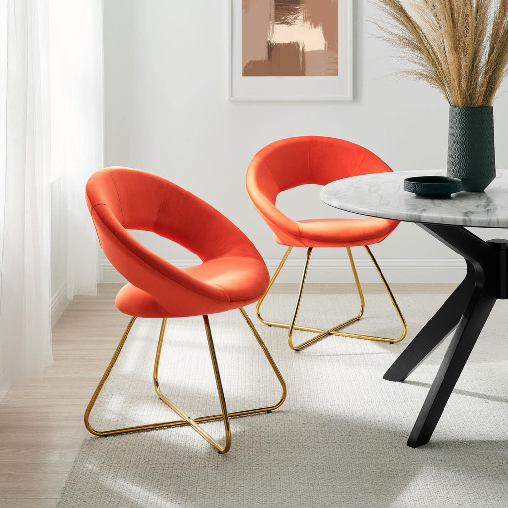 Modway Nouvelle Set Of 2 Dining Chair In Gold Orange Finish Eei-4681-Gld-Ora
