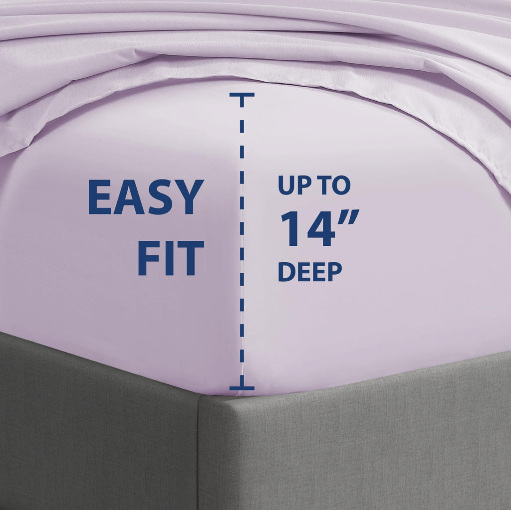 Cathay Home Essentials Ultra Soft Hypoallergenic Wrinkle Resistant Double Brushed Microfiber Bedding Sheet Set, Lavender, King