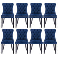 Soartalent Velvet Upholstered Dining Chairs Set Of 8, Modern Style Kitchen Side Chairs With Nailhead Trim And Wood Legs,Metal Pu