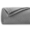 Newcosplay Super Soft Twin Blanket Grey Premium Silky Flannel Fleece Leaves Pattern Lightweight Bed Blanket All Season Use (Grey
