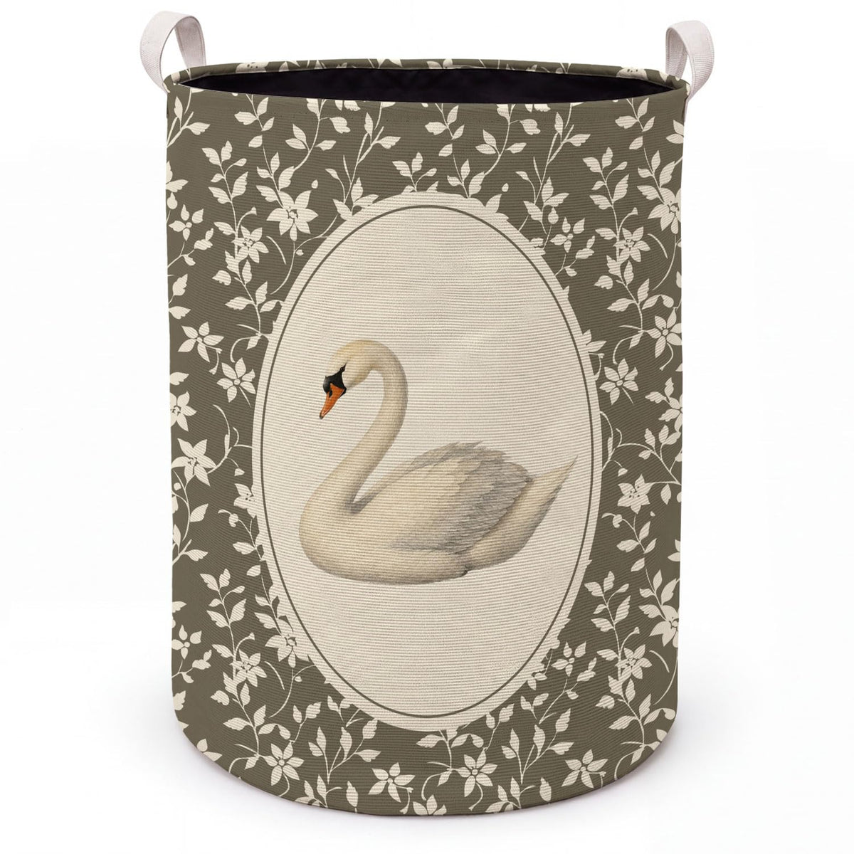 Wukycenbin Vintage White Swan Laundry Basket with Handles