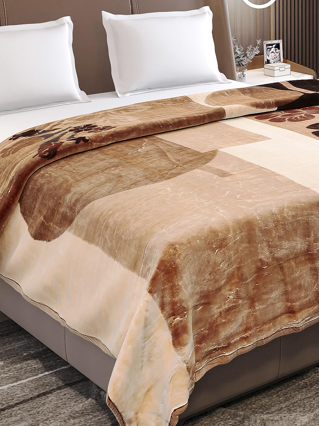 Monte Carlo Double Bed Heavy Winter Blanket Moon Valley 2 Ply Box Pack 871 GSM | 4.5 KG, (240x220 CM) Camel Brown