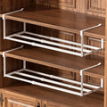 Douaowoc 2 Pack Expandable Shoe Rack Organizer  Adjustable Shoe Rack & Under Cabinet Shelf, White Carbon Steel, Retractable Han