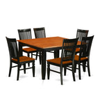 East West Furniture Pfwe7-Bch-W 7 Piece Kitchen Table Set Consist Of A Square Dining Table With Butterfly Leaf And 6 Dining Room Chairs, 54X54 Inch, Black & Cherry