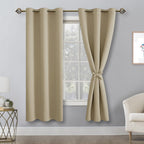 Hiasan Blackout Curtains For Bedroom And Living Room, Light Blocking, Noise Reducing Window Curtain Panels, Tiebacks Included, Set Of 2, Grommet Top (Taupe, Width 38 Inch X Length 72 Inch)
