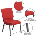Flash Furniture Hercules Series 18.5''W Stacking Church Chair In Red Fabric - Silver Vein Frame