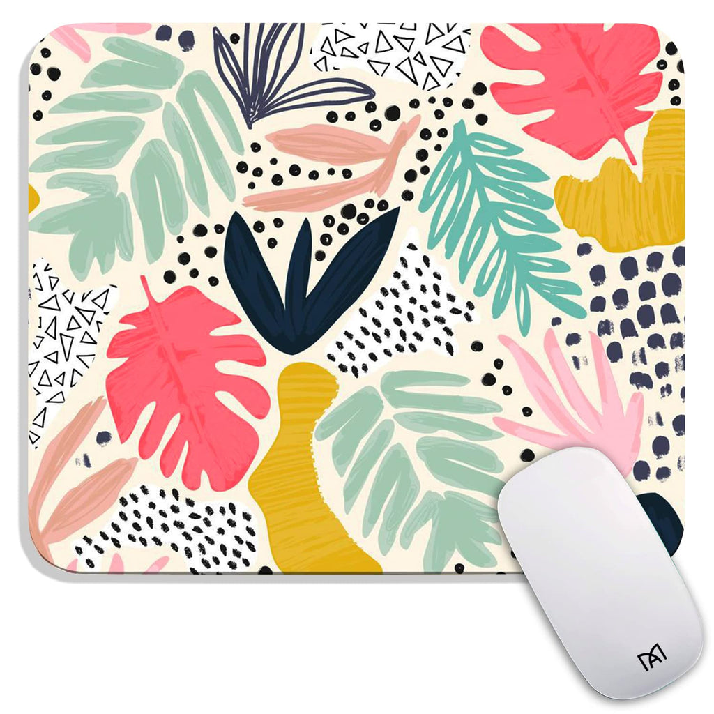 Armanza Square Mouse Pad Tropical Plants, Personalized Premium-Textured Custom Mouse Mat Design, Washable Mousepad Lycra Cloth,