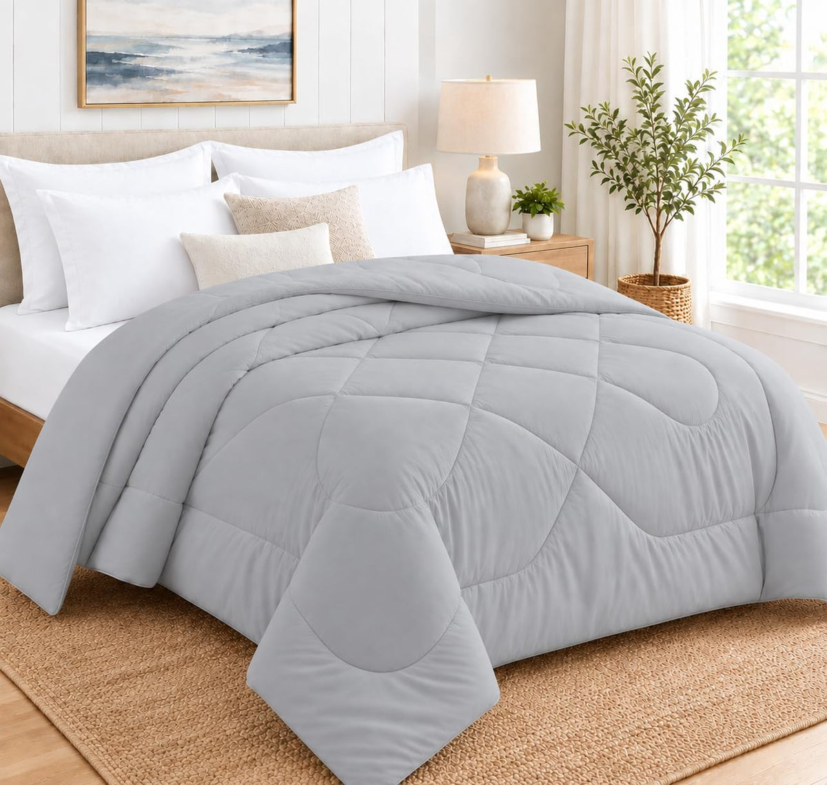 Sky Beddings 200 Gsm Microfiber Comforter For Single Bed, 60X90, Light Grey