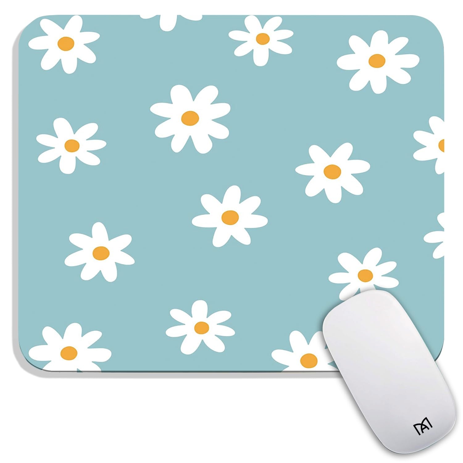 Armanza Square Mouse Pad Little Daisy,Personalized Premium-Textured Custom Mouse Mat Design,Washable Mousepad Lycra Cloth,Non-Sl