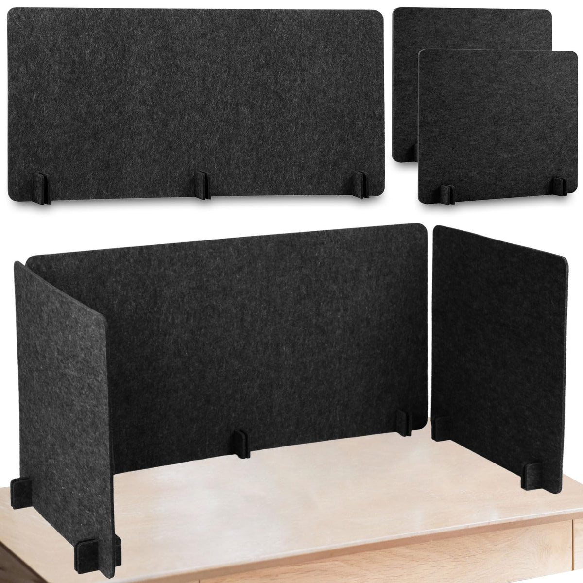 Buryeah 3 Pcs Acoustic Desk Privacy Panel 23.6inch X 23.6inch, 23.6inch X 47.2inch Desk Divider Stand Up Freestanding Test Dividers For Stud