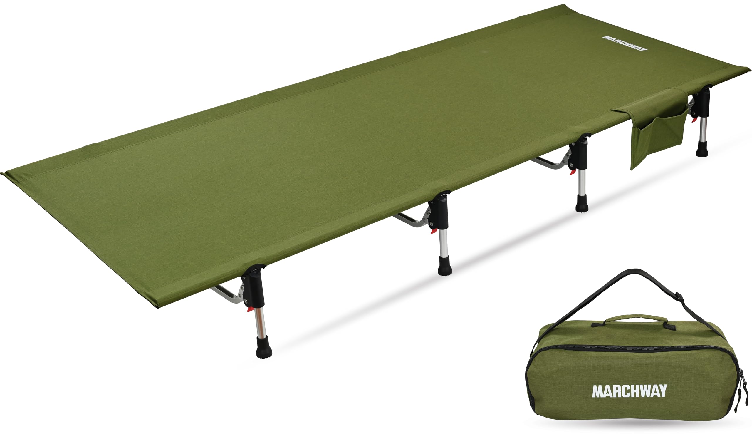 MARCHWAY Lightweight Folding Tent Camping Cot Bed with Lever Lock, Easy Setup Portable Compact for Outdoor Travel, Hunting, Hiki