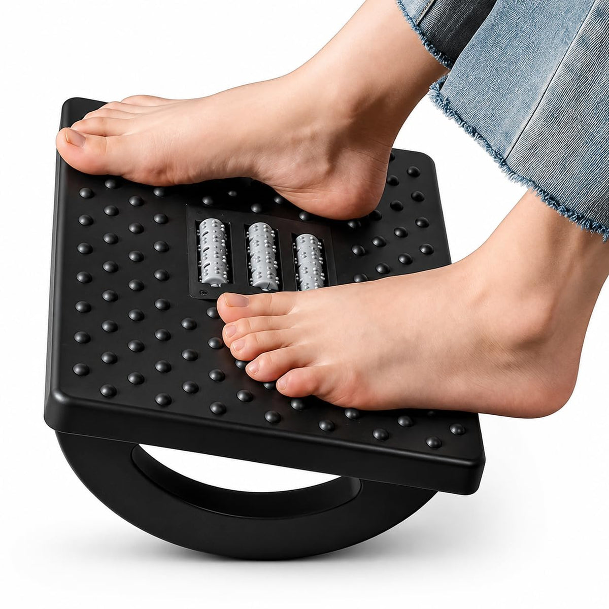 Santjan Foot Rest For Office Chair With Acupressure Points And Roller | Ergonomic Footrest For Office Desk | Foot Rest Under Tab