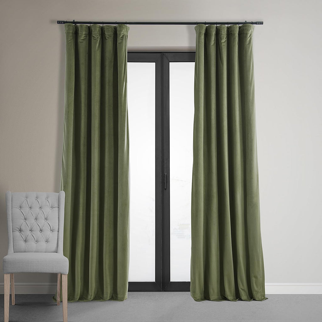 Hpd Half Price Drapes Signature Velvet Thermal Blackout Curtains For Living Room 84 Inch Long (1 Panel) Rod Pocket Insulated Blackout Curtains For Bedroom Window Curtains, 50W X 84L, Hunter Green