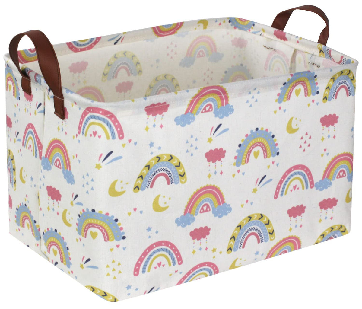 Essme Rectangular Rainbow Basket,Girls Storage Basket,Rainbow Storage Bins Organizer With Handles For Kids Room Decor,Rainbow Bins,Toy Box,Gift Basket(Rainbow)