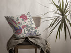 HomeRoots Burgundy On White 18â€ Pink Sage Peacock Suede Throw Pillow