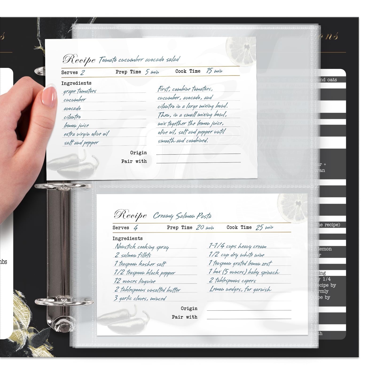 Half Letter 4X6 For 8.5X9.5 Pack Of 25 Binders Recipe Card Sleeves Protectors, Recipe Book Page Refill Sheets, 2 Pocket Index Ca