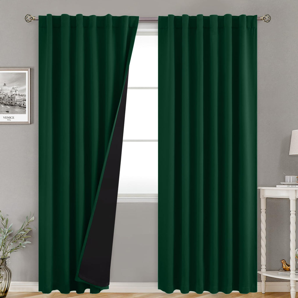 Bgment 100% Thermal Insulated Blackout Curtains 95 Inches Long With Liner, Rod Pocket And Back Tab Double Layer Noise Reduce Roo