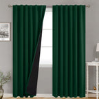 Bgment 100% Thermal Insulated Blackout Curtains 95 Inches Long With Liner, Rod Pocket And Back Tab Double Layer Noise Reduce Roo