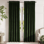Lazzzy Green Velvet Curtain Thermal Insulated Curtains 90 Inch Long Drapes For Bedroom Living Room Darkening Window Treatments Rod Pocket, Set Of 2, Moss Green