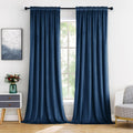 Miulee Velvet Blackout Curtains Navy Blue Thermal Insulated Drapes For Bedroom Living Room Darkening 84 Inches Long Curtains Panels Rod Pocket Set Of 2