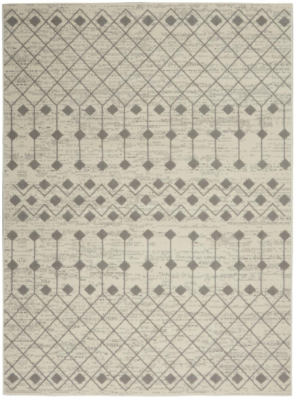 Nourison Grafix Moroccan Ivory/Grey 5'3' X 7'3' Area Rug, Easy Cleaning, Non Shedding, Bed Room, Living Room, Dining Room, Kit