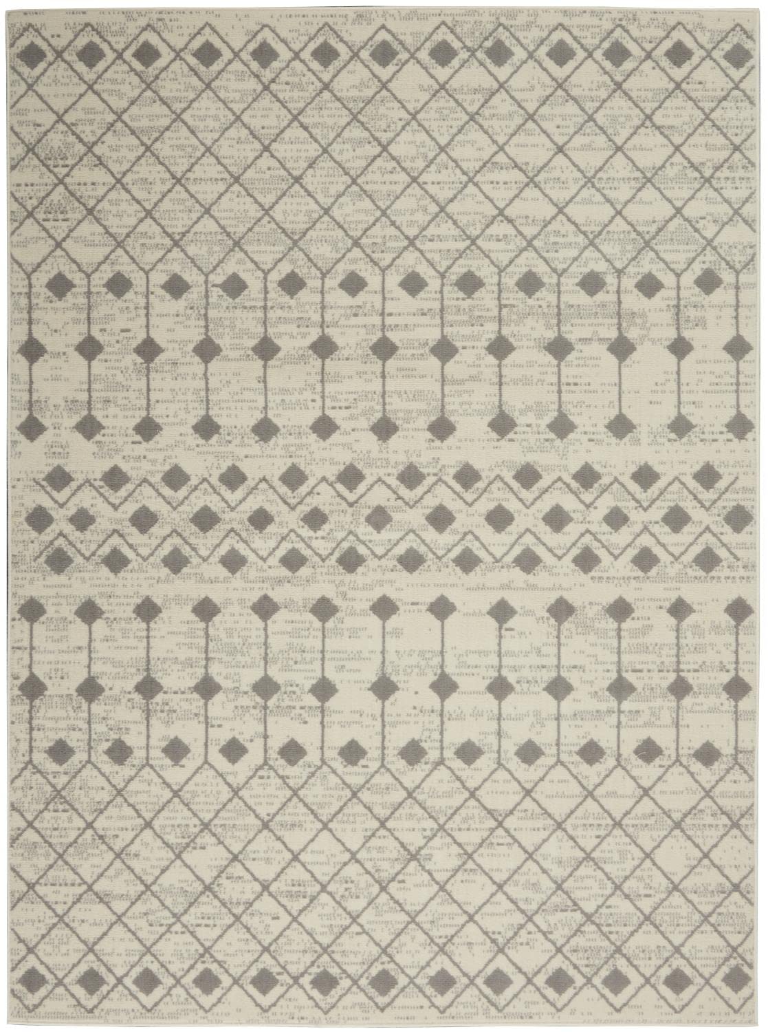 Nourison Grafix Moroccan Ivory/Grey 5'3' X 7'3' Area Rug, Easy Cleaning, Non Shedding, Bed Room, Living Room, Dining Room, Kit