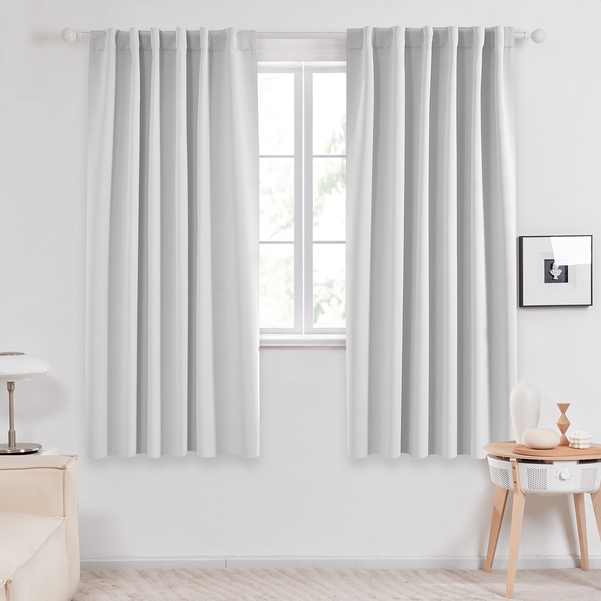 Deconovo Room Darkening Curtains, Back Tab And Rod Pocket Curtains Blackout Curtains - Thermal Insulated For Bedroom, Windows 52X72 Inch, Platinum, 2 Panels