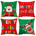 Merry Christmas Pillow Covers 20X20 Set Of 4 Velvet Christmas Pillow Cases Red Green Xmas Holiday Throw Pillow Covers Soft Chris