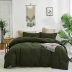 karever Army Green Comforter Set Deep Green Bedding Set Solid Green Comforter Set Men Breathable Dark Green Bedding Set Women So