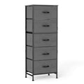 Sweetcrispy 5 Drawer Dresser with Fabric Bins, Sturdy Steel Frame and Wood Top, Storage Organizer Chest for Bedroom, Closet, Hal